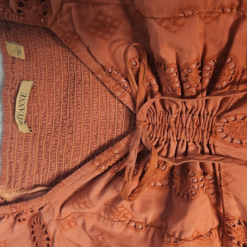 Shyanne Rust Eyelet Mini Dress - Picture 7 of 15